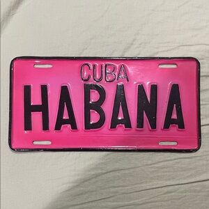 Pink and Black Habana License Plate Decor